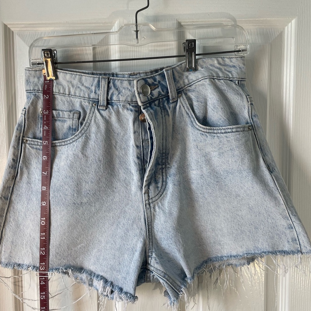 Zara Blue Jean Shorts with Frayed Hem